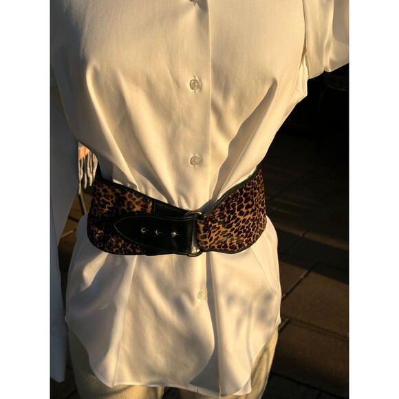 Vintage Morris Moskowitz Genuine Leather/Fur (Cheetah Print) belt, size Small - Picture 4 of 7